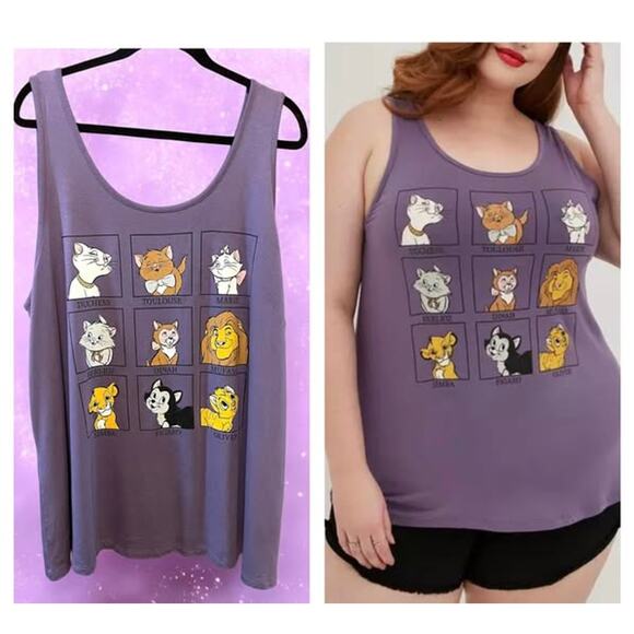 torrid Tops - Torrid Disney Cats Super Soft Swing Tank Top Marie‎ Simba Figaro Duchess New 2X